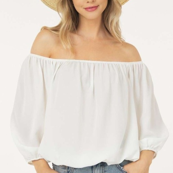 Off Shoulder Top White - Picture 1 of 1
